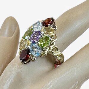 Gemstone Ring, Chuck Clemency:  Designer, STS, Gold, Garnet, Amethyst, Peridot